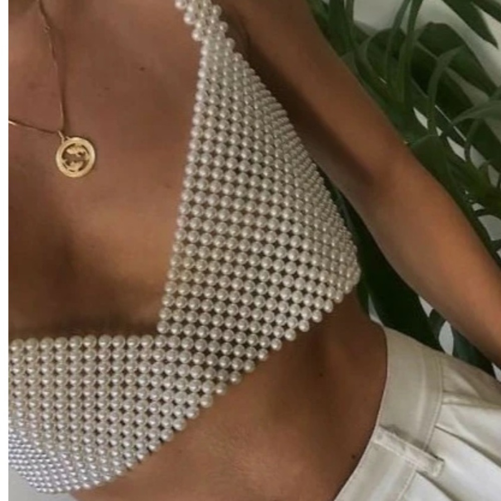 Elegant Pearl Embellished Women's Top